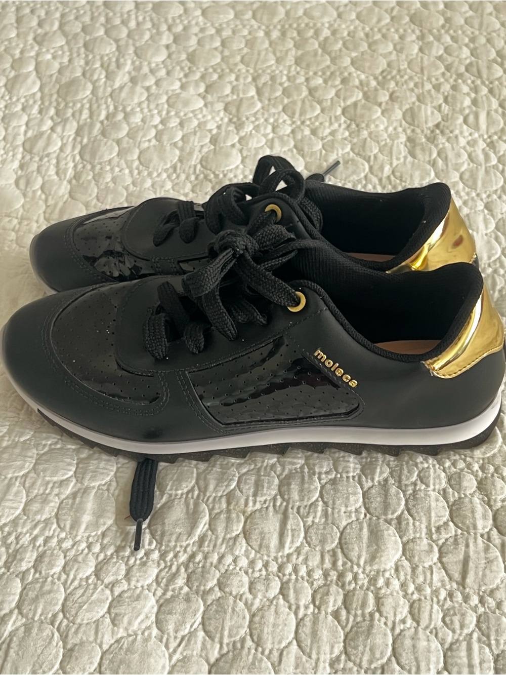 Kids Black and Gold Athletic Sneakers